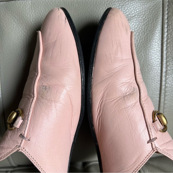 GUCCI Princetown Leather Horsebit Loafer Mules Sz 37.5 Perfect Pink Italy Made - Picture 4 of 17
